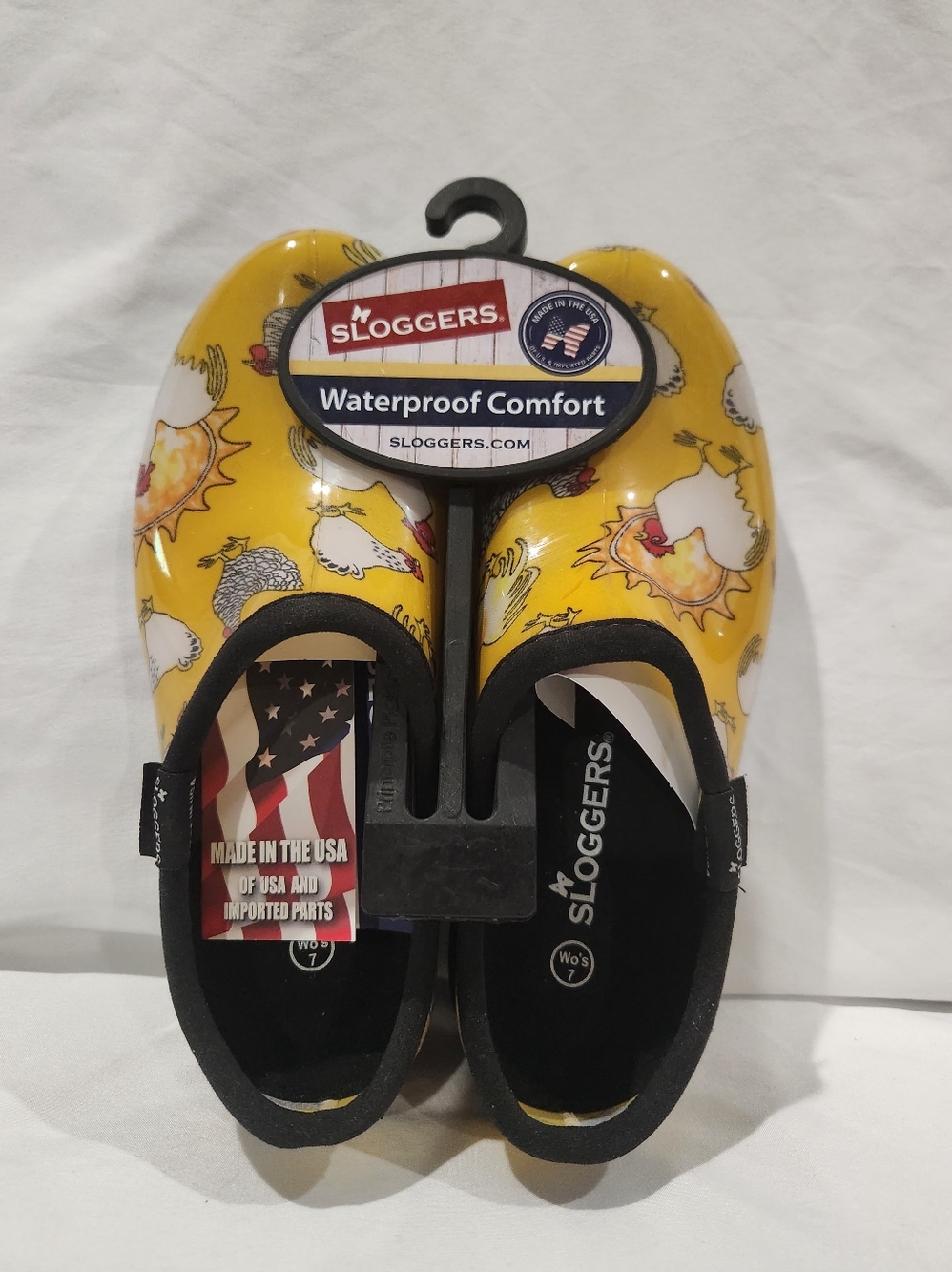 Sloggers Yellow Chicken-Print Women's Waterproof Garden Clog. NWT - Picture 4 of 6